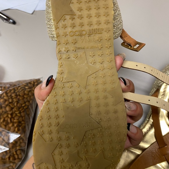 Jimmy choo Gold Sandals Gladiator Womens size 35 1/2 - Picture 9 of 11